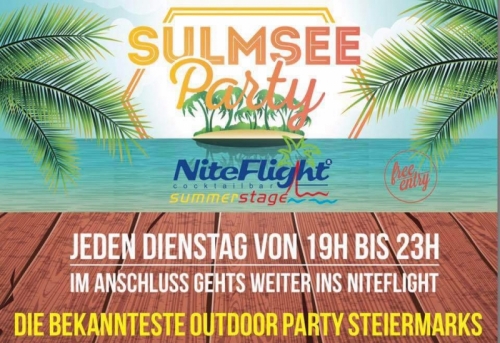 Sulmseeparty jeden Dienstag von 19-23h Fahrgemeinschaftsinfo +436644512100